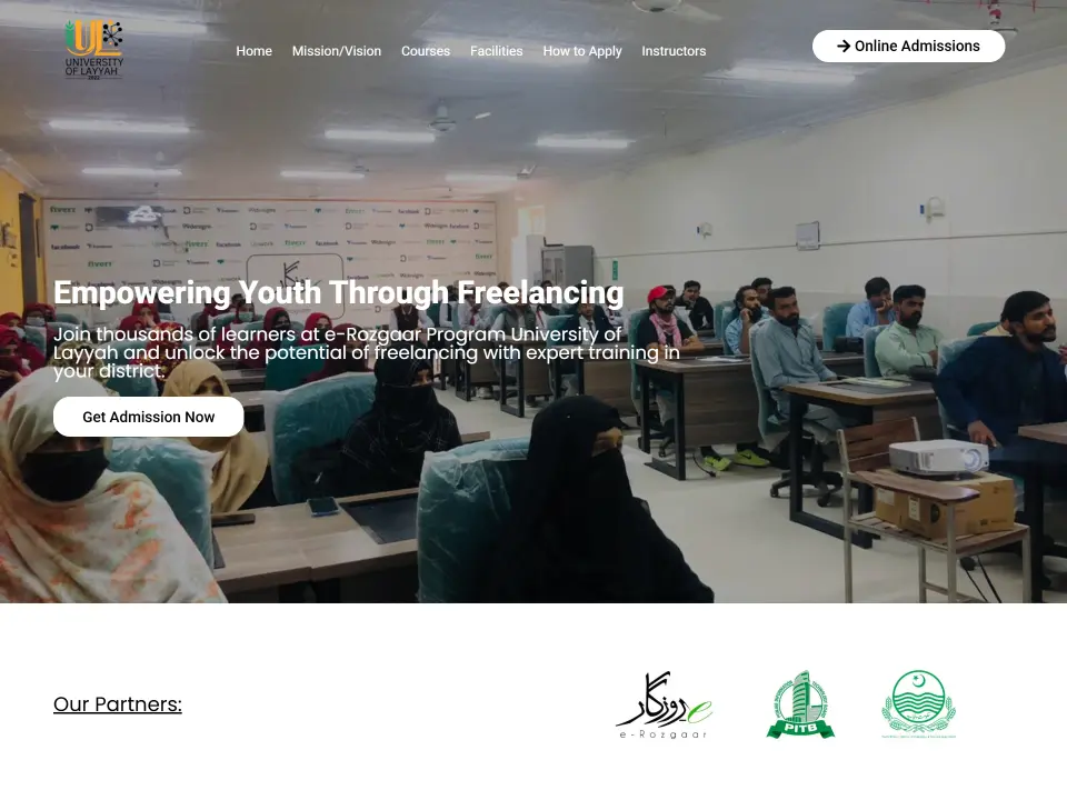 Erozgaar University Website — screenshot